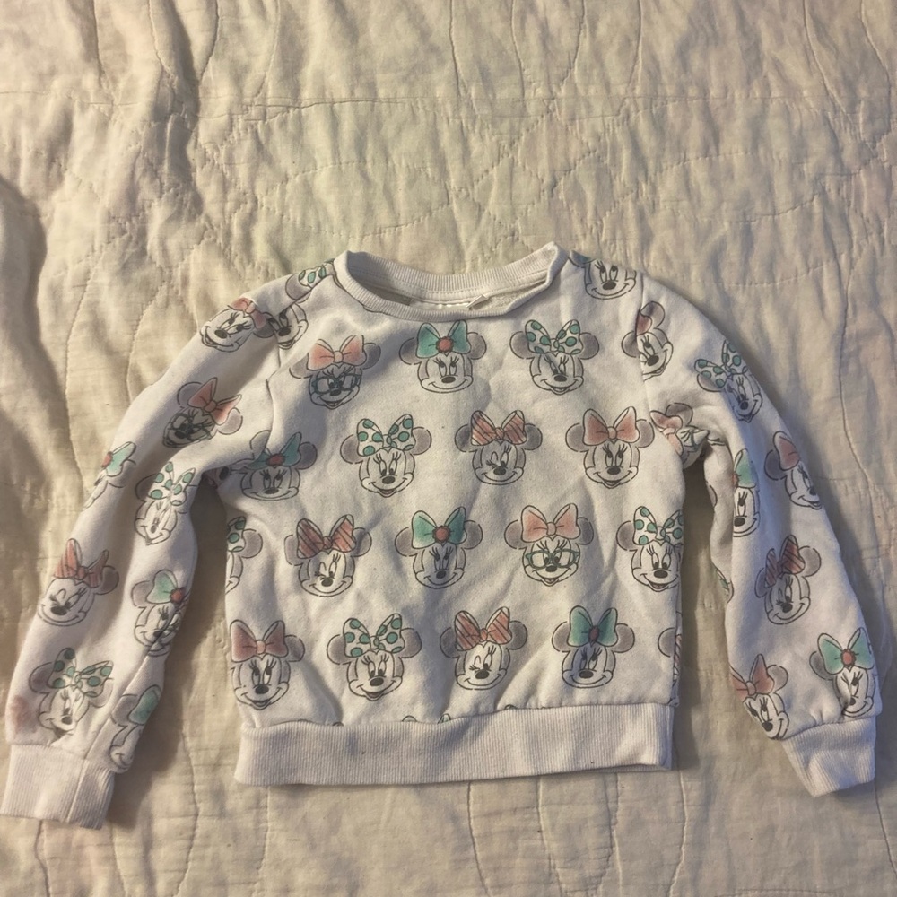End of year sale! Disney Minnie Mouse White Sweatshirt with Pink and Green
